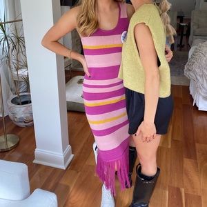 Adelyn Rae Striped Fringe Dress